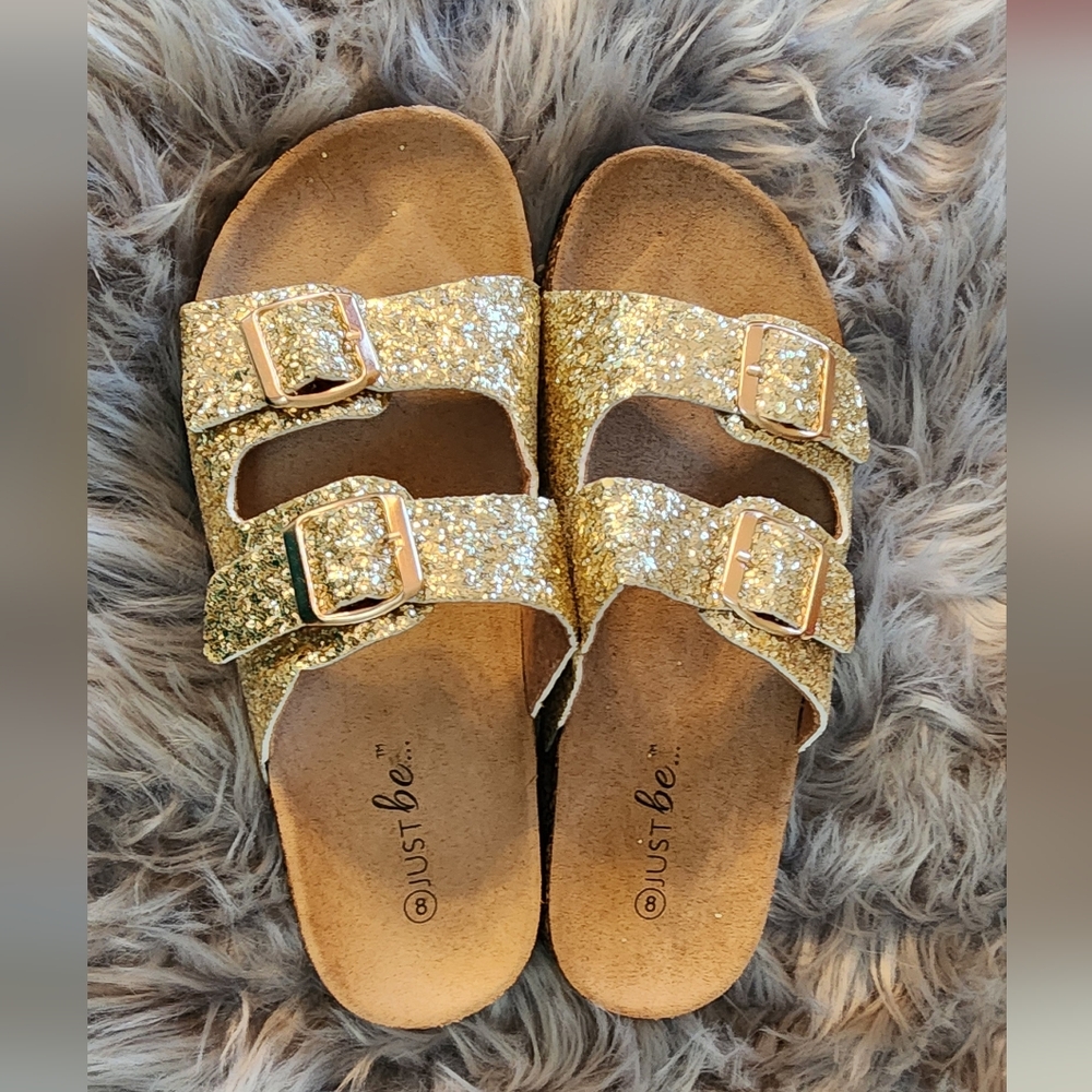 Size 8 Gold Glitter Sandals
